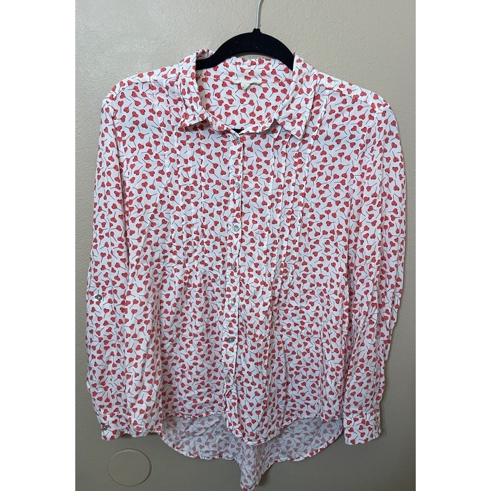 Jane & Delancey Women's Long Sleeve Heart Print  Top Size M